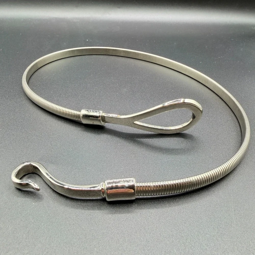 Silver Tone Flexible Snake Chain Necklace Hook Clasp Modern Minimalist Gift